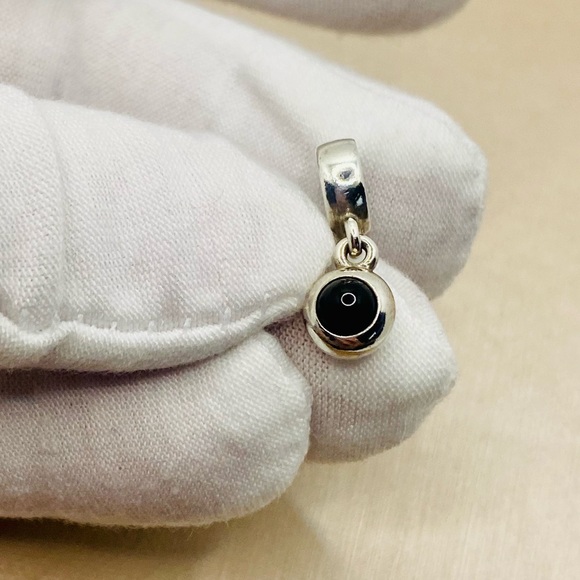 EUC Pandora 790537O Sterling Silver Onyx Cabochon Dangle Charm - Picture 4 of 9